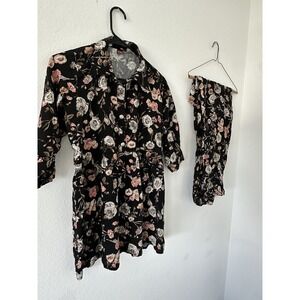 Indian Women Black Floral Print Co-ord Set 2XL